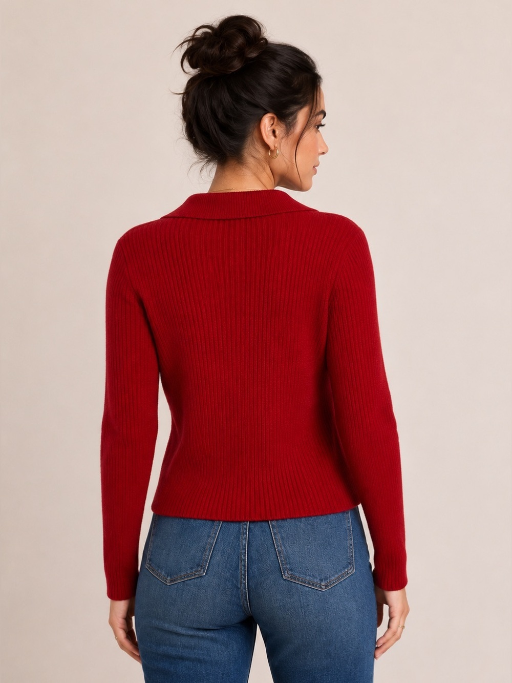 NWT Old Navy Ribbed Crop Polo Sweater Red Size Small Petite - Picture 5 of 10
